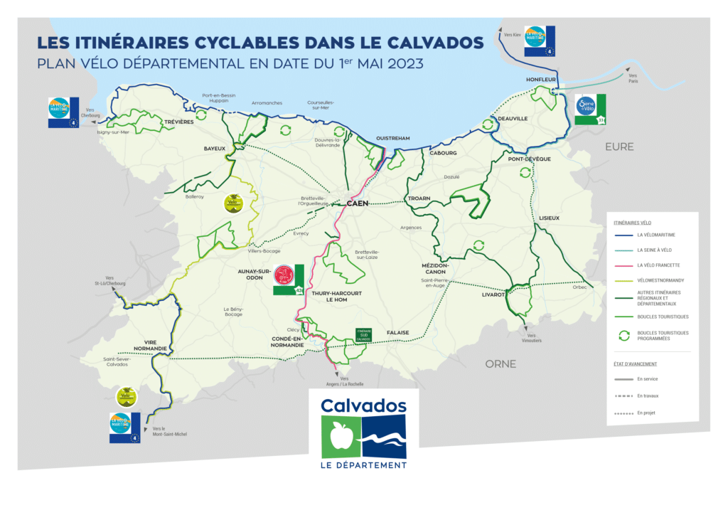 Itinéraires cyclables dans le Calvados