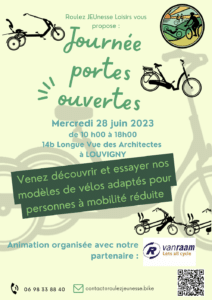 Journée portes ouvertes vélos adaptés : 28 juin 2023 – un événement à ne pas manquer pour découvrir nos vélos adaptés