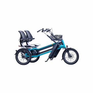 Vélo à assistance électrique pour deux personnes, idéal pour des balades en famille ou entre amis en Normandie.